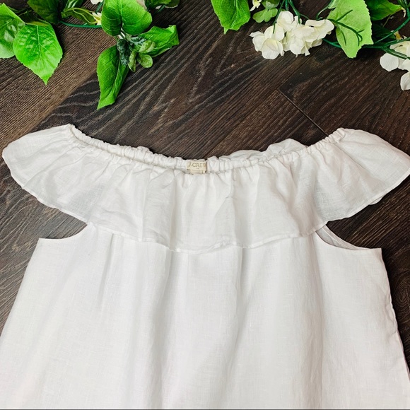 ❌SOLD❌J. Crew Off The Shoulder Linen Top - Picture 2 of 6